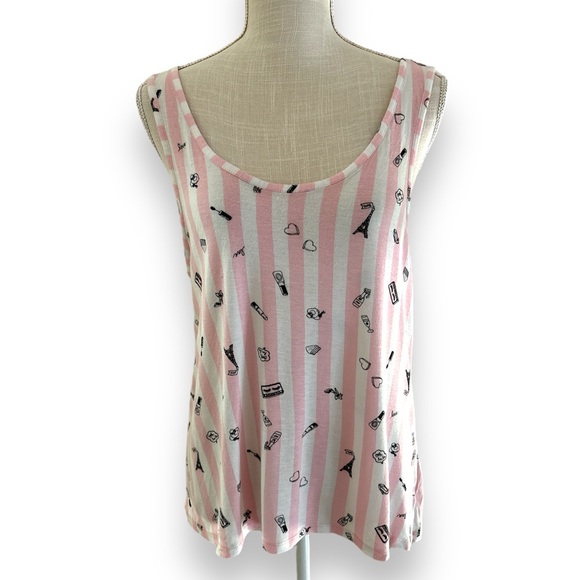 Betsey Johnson Pink and White Tank Top Size S - Picture 1 of 7